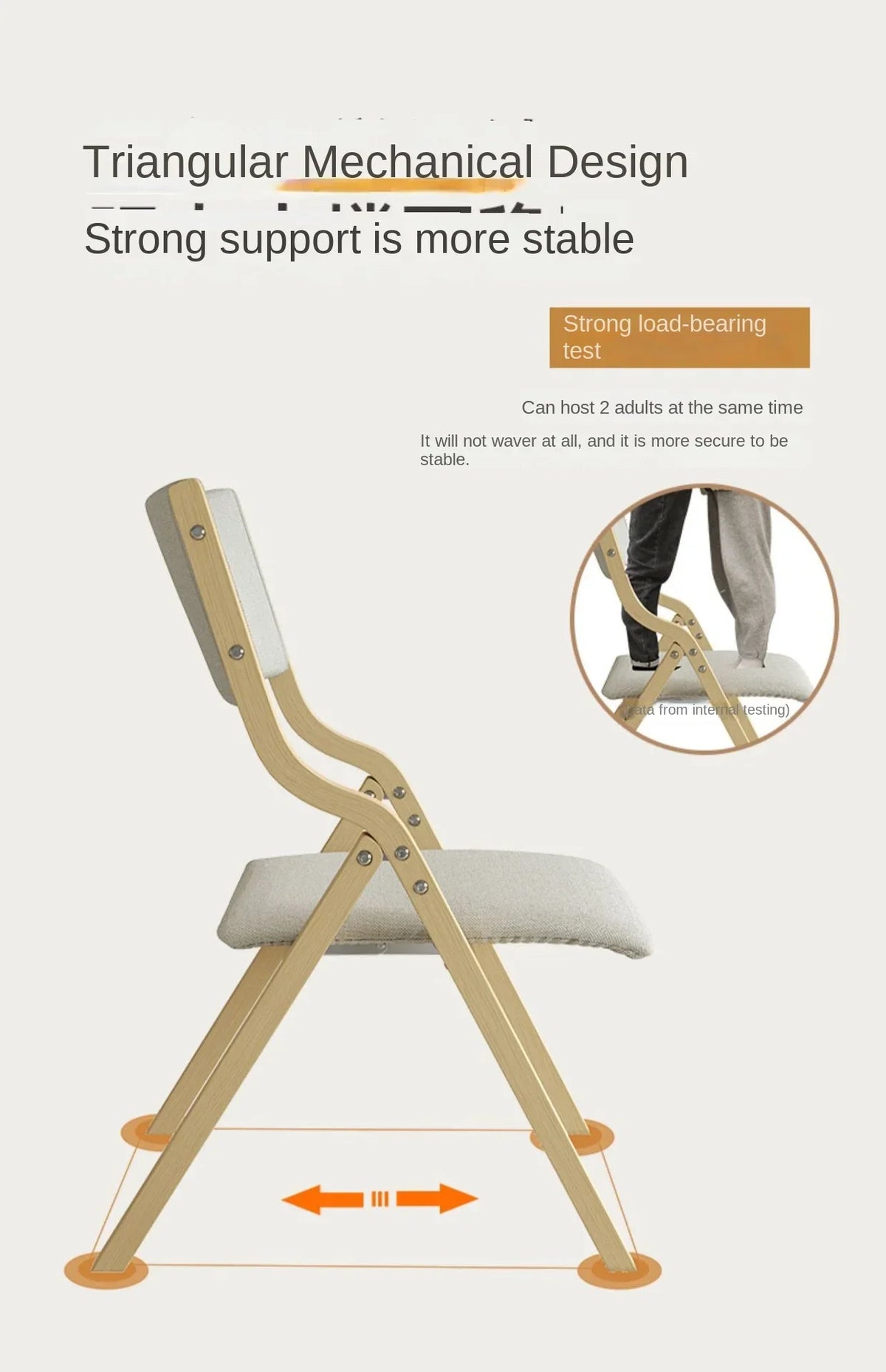 Home Solid Wood Folding Chair, Detachable Washable Wooden Seat, Multi-Purpose Desk & Casual Chair, Lightweight Portable