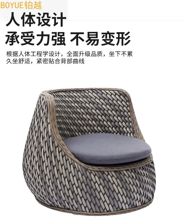 Nordic outdoor double rattan sofa art living room balcony rattan chair waterproof sunscreen courtyard casual