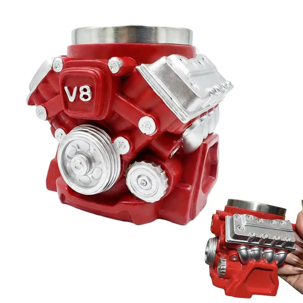V6 V8 V12 Vintage Engine Coffee Cup Insulation Water Mug for Car Enthusiasts Mechanics Engineers Fathers Men Boyfriends Gifts