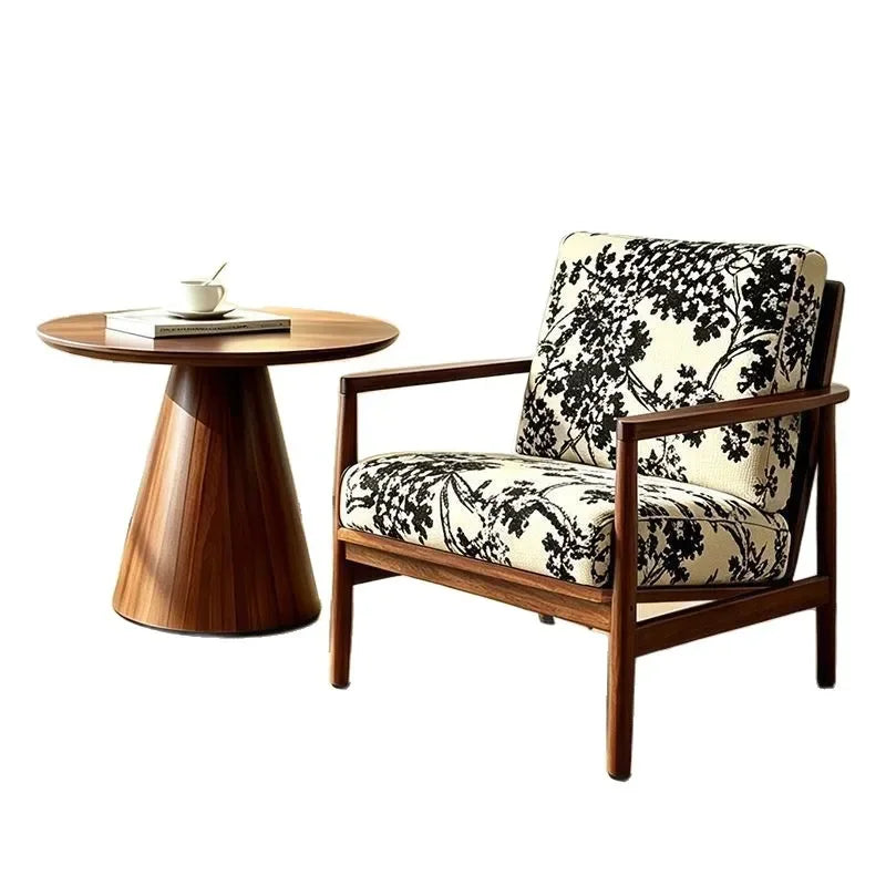 Nordic Style Solid Wood Single Sofa Chair for Small Apartment Bedroom Balcony Hotel Homestay Leisure Lazy Hank Chair