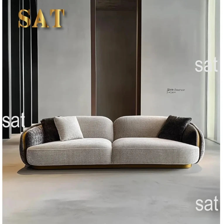 yi-Modern Rectangular Wood Frame 2 Seat Sofa for Living Room and Villa Hotel Lobby Office Reception Big Couch#
