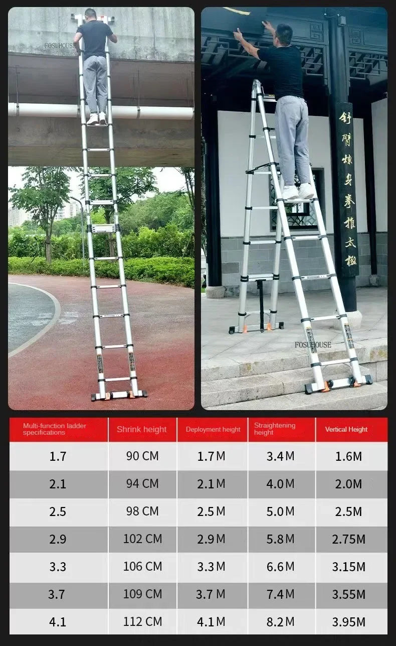 Folding Ladder for Construction Site Metal Telescopic Modern Thickened Ladders Creative Multifunctional Step Ladders for Home G