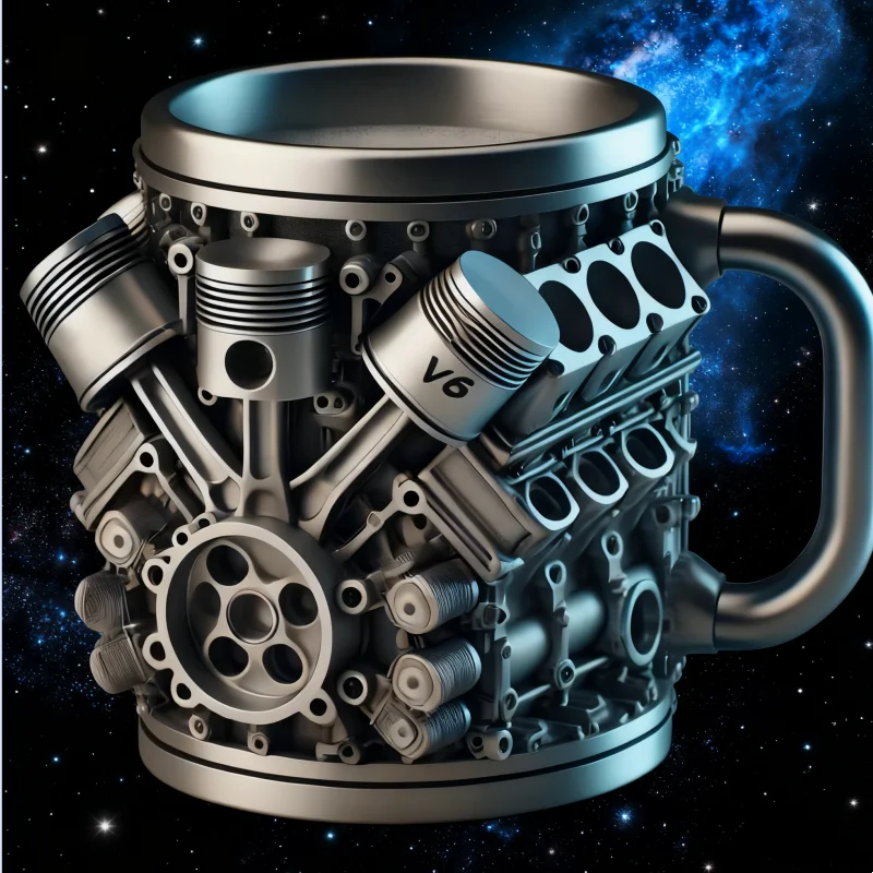 1 Piece Resin V6 Engine Mug Ornament, Simple and Unique Mechanical Engine Mug, Punk Stainless Steel Mug, Personalized Creative Mug, Great Gift