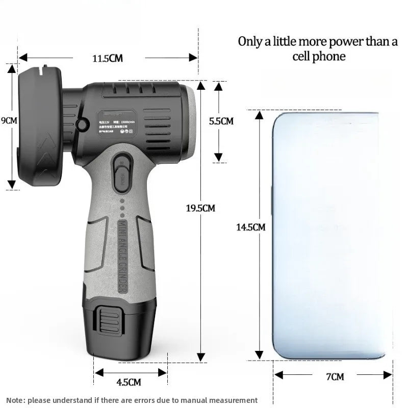 12V Lithium Mini Angle Grinder, Portable Lithium Wireless Small Angle Grinder, Grinding, Cutting, Polishing Machine Tool