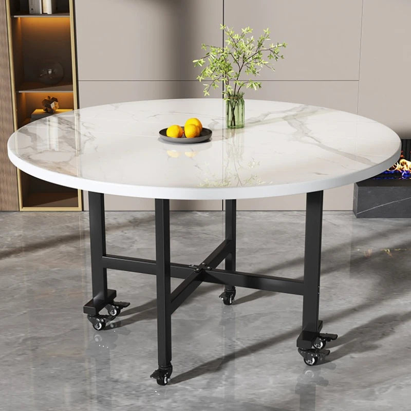 movable small apartment dining table folding round lounge extendable dining table modern Portable mesa comedor Kitchen furniture