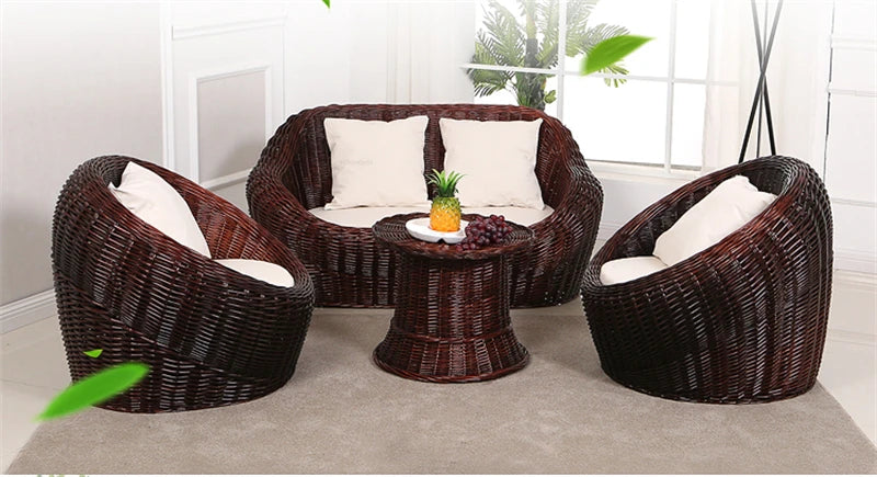Modern Rattan Lazy Garden Sofa Chair Set Outdoor Patio Balcony Terrace Furniture Wicker Tatami Leisure Coffee Table Indoor