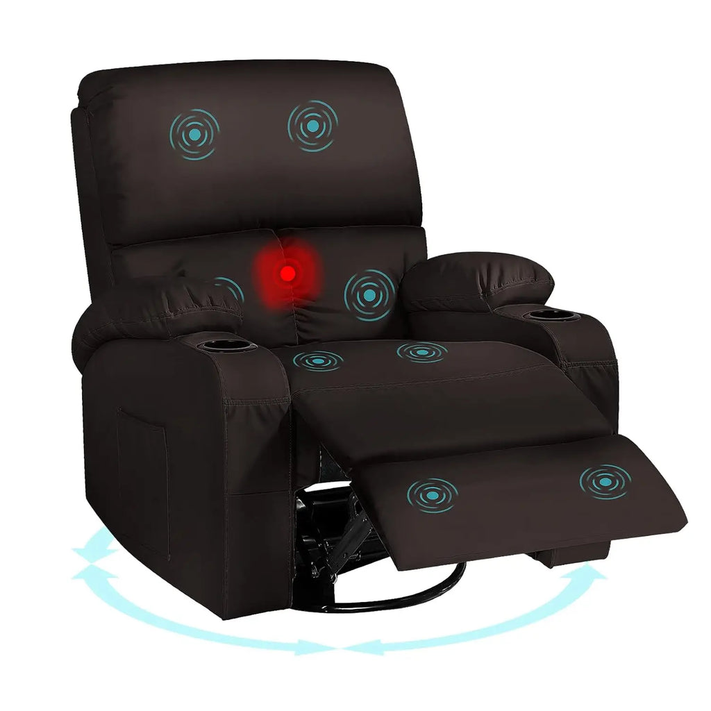Massage Rocker Recliner Chair with Vibration And Heat USB & Type-C Ports 360° Customizable Rocking Recliner Chair