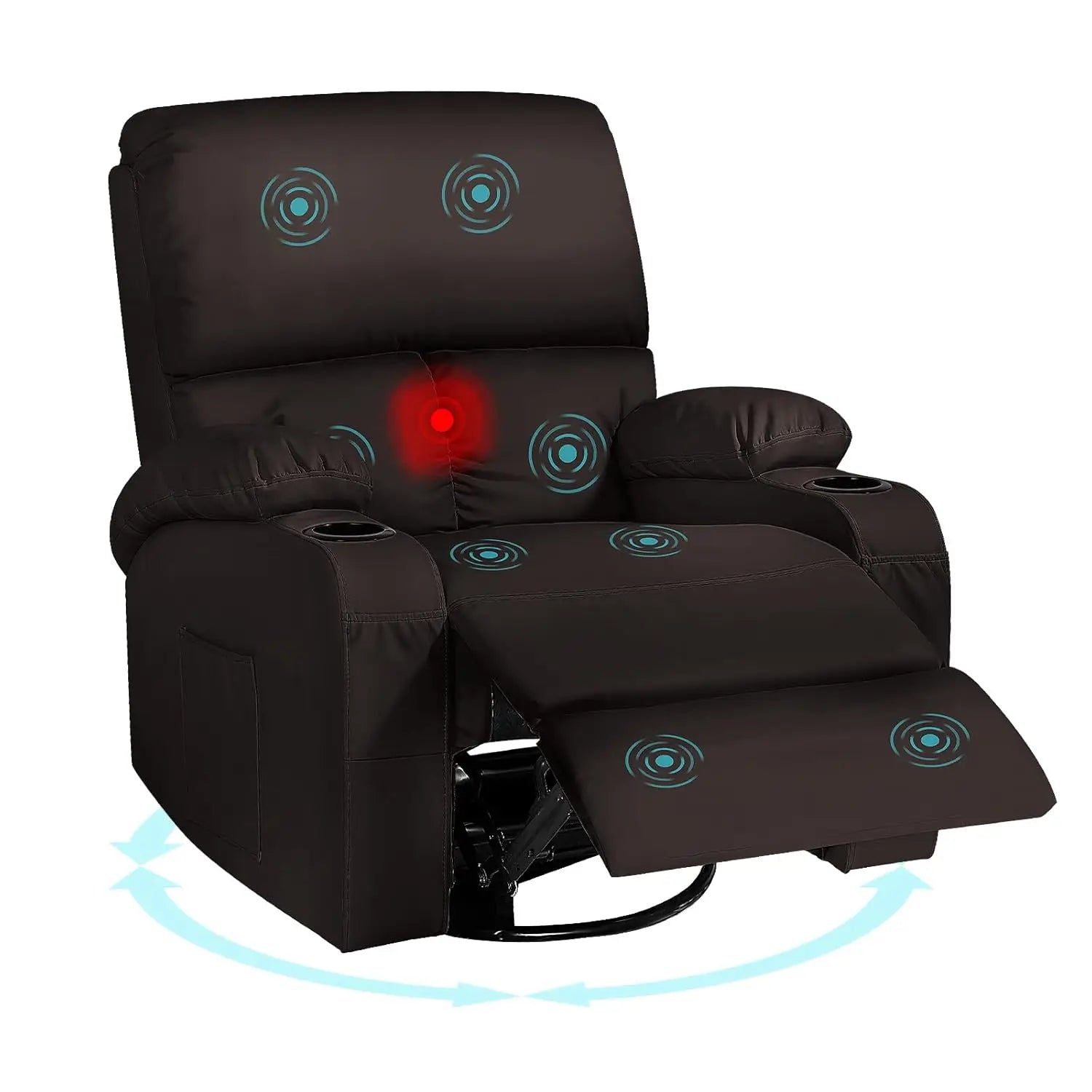Massage Rocker Recliner Chair with Vibration And Heat USB & Type-C Ports 360° Customizable Rocking Recliner Chair
