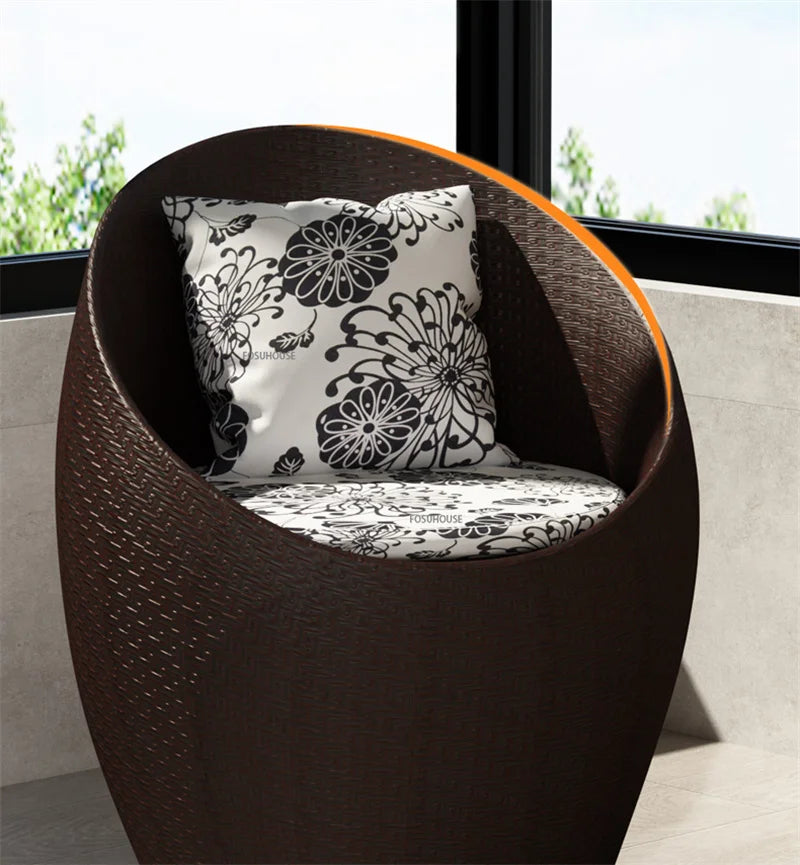 Nordic Balcony Rattan Sofa Chair Table 3 Piece Set Outdoor Patio Garden Furniture set Leisure Home Terrace Seating
