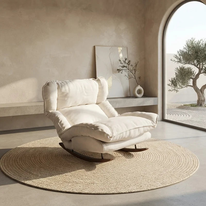Space Saving Folding Rocking Chair Single Sofa Recliner Living Room Chair Balcony Home Leisure Nap Adjustable Cozy Lounge Chair