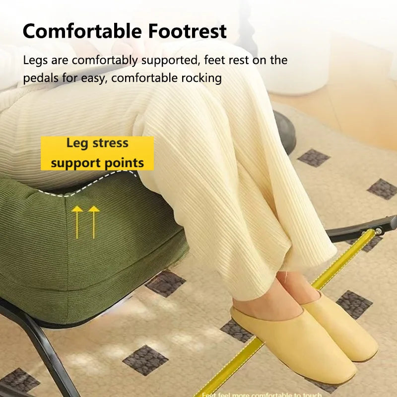 Modern Rocking Chair with Footrest Soft Lounge Chairs for Living Room Bedroom Adjustable Comfort Home Office Relaxing Armchair