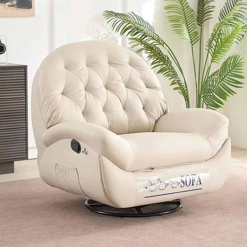 Modern Single Sofa Chair Multifunctional Sleepable Reclining Lazy Sofa Chair Rocking Lying Extendable for Home Living Room