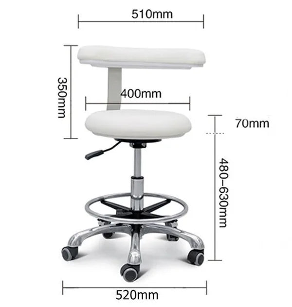 360° Rotation Dental Assistant Stool With Armrest PU Leather Height Adjustable Doctor Nurse Rolling Chair For Medical Clinic