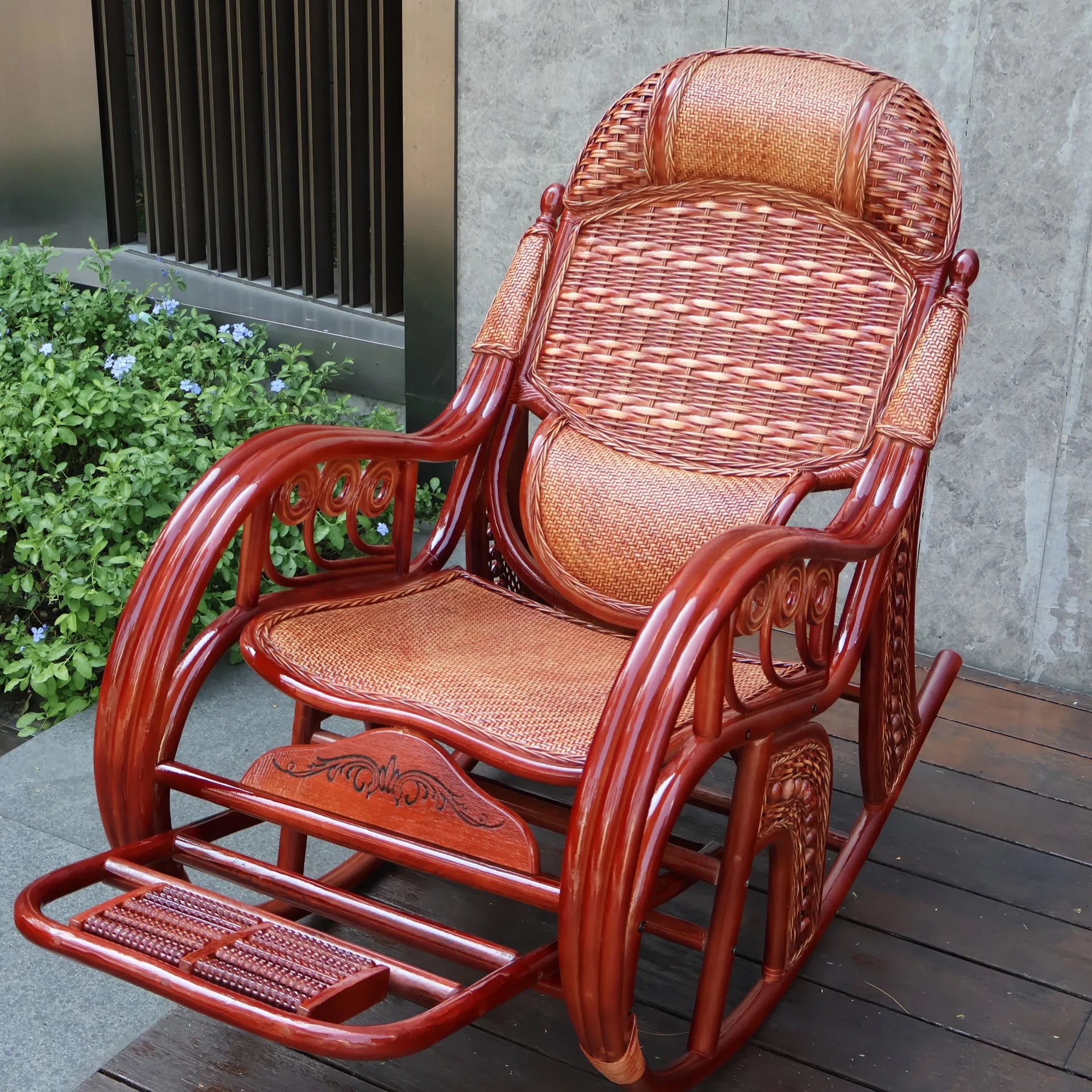 New Chinese rattan chair happy chair factory courtyard elderly rattan sofa