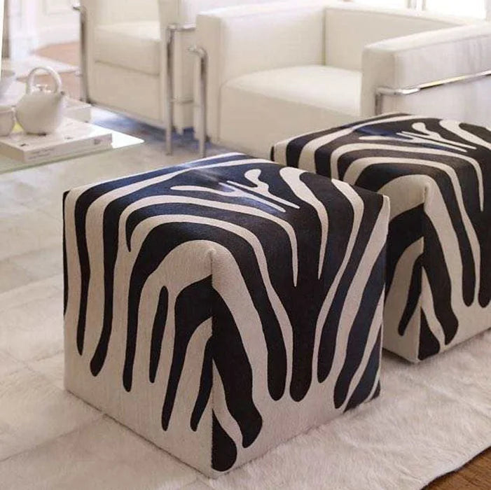 High Quality French Vintage Furniture Living Room zebra Genuine Leather Sofa Couch love Seat
