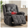 Manual massage heated adult recliner, armchair with two cup holders and side pockets, living room recliner sofa, gray
