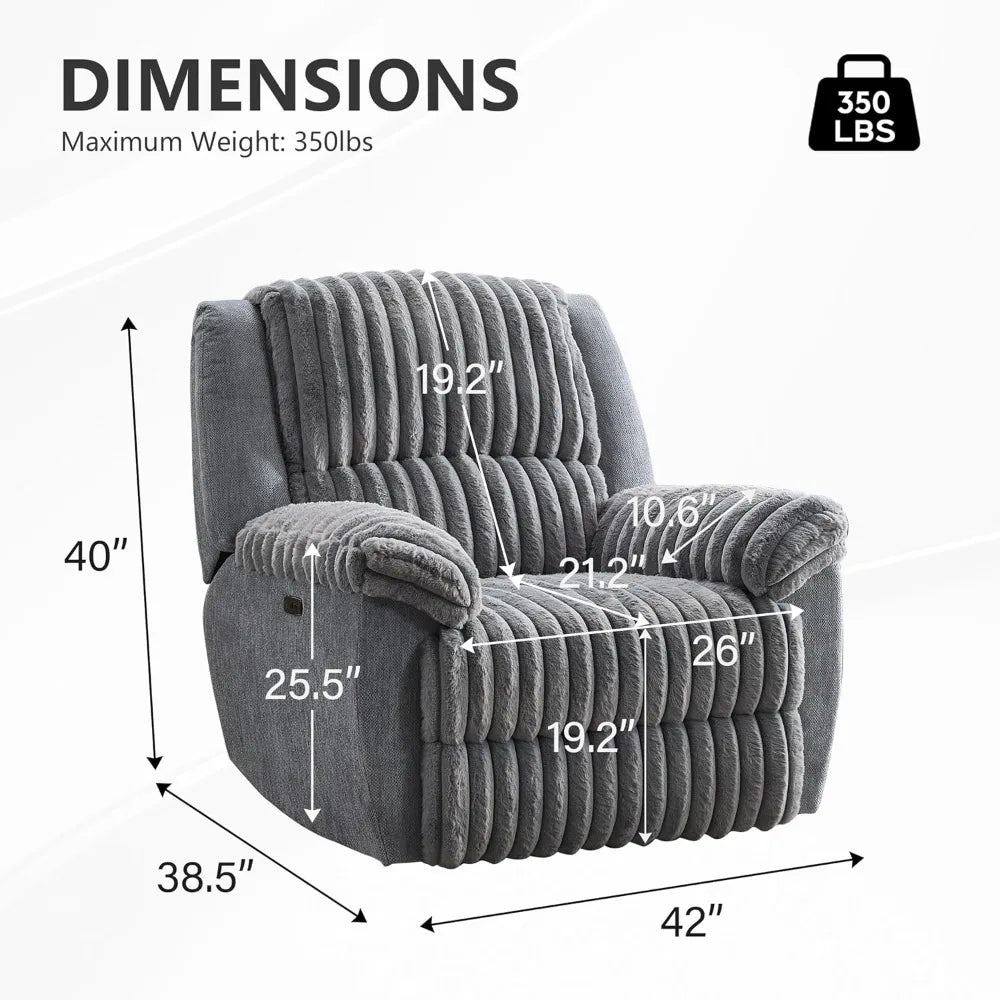 Oversized Power Recliner Zero Gravity with USB Port for Big Man Faux Fur Electric Extra Large Reclining Chairs for, Customized