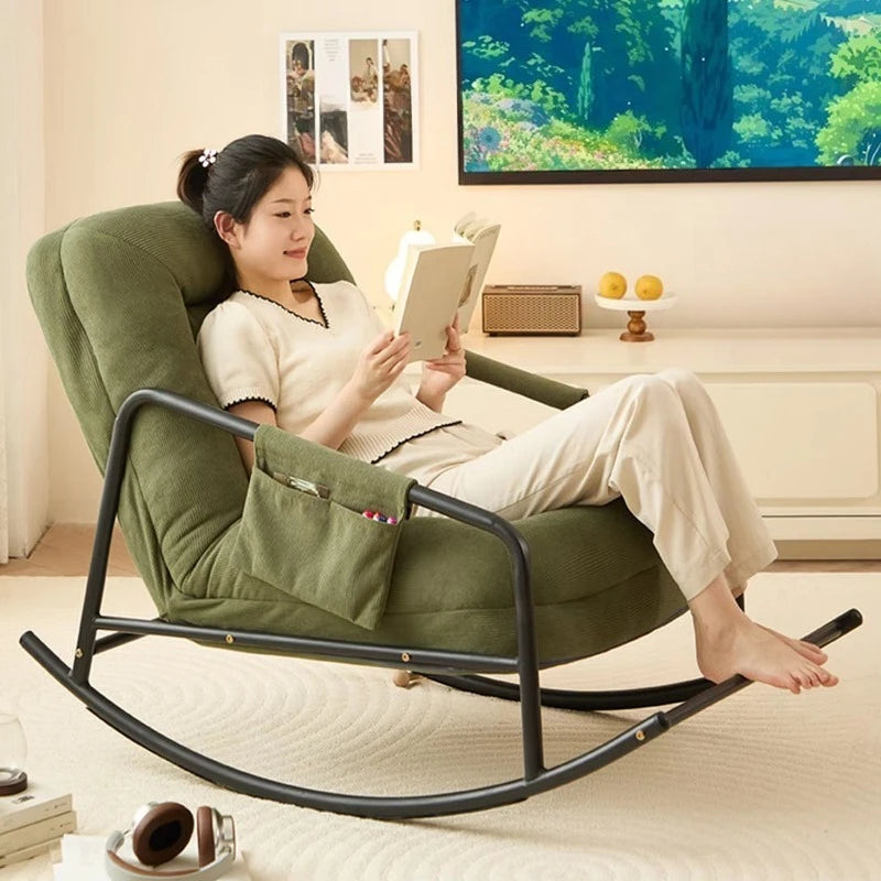 Apartment rocking chair Modern living room Single sofa chair, fabric casual home