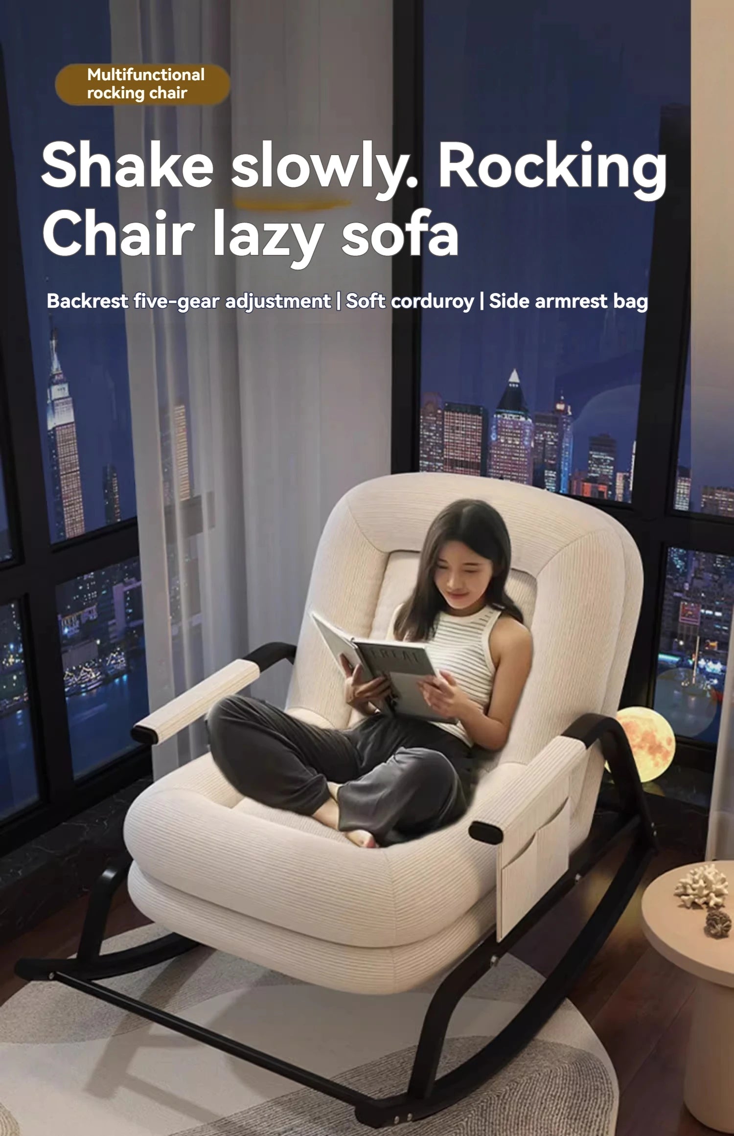 ASwinging Chair, Lounge Chair, Adults Can Sleep, Creamy Style Dog House Rocking Chair, Single Lazy Person, Home Small Sofa