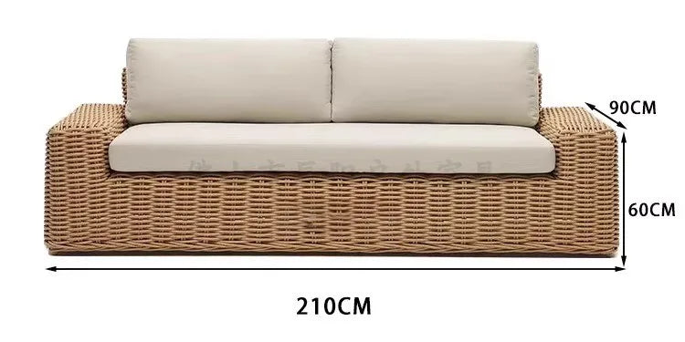 Outdoor rattan sofa combination courtyard villa sun room waterproof and sunscreen rattan sofa garden homestay leisure sofa