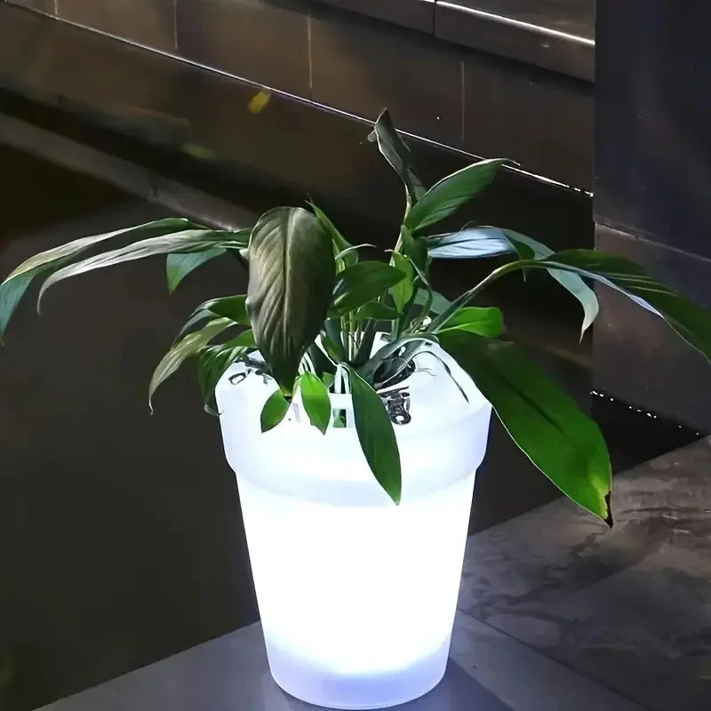 Outdoor Solar LED Flower Pot Light Glowing Planter Pot Light Light Up Plant Pot Artificial Bucket for Flowerpot Light Vase Decor