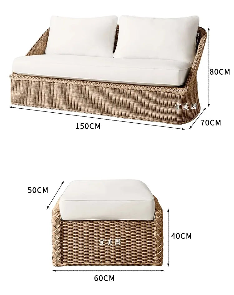 Outdoor sofa, courtyard, sun protection, waterproof villa, garden, terrace, leisure balcony, rattan chair, lounge chair combinat