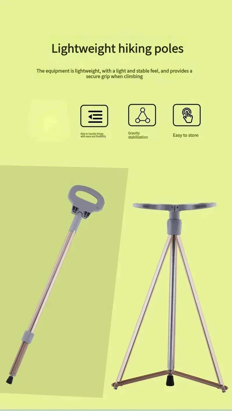 Crutch Chair For The Elderly Folding Non-slip Cane Crutch Bench With Stool Seat Can Sit Lightweight Multifunctional Crutch