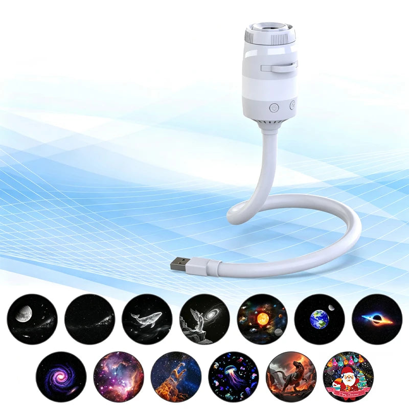 2-in-1 USB Galaxy Star Sky Projector Night Light 360° Adjustable Brightness Nebula Star Projector Lamp For Car Bedroom Xmas Gift