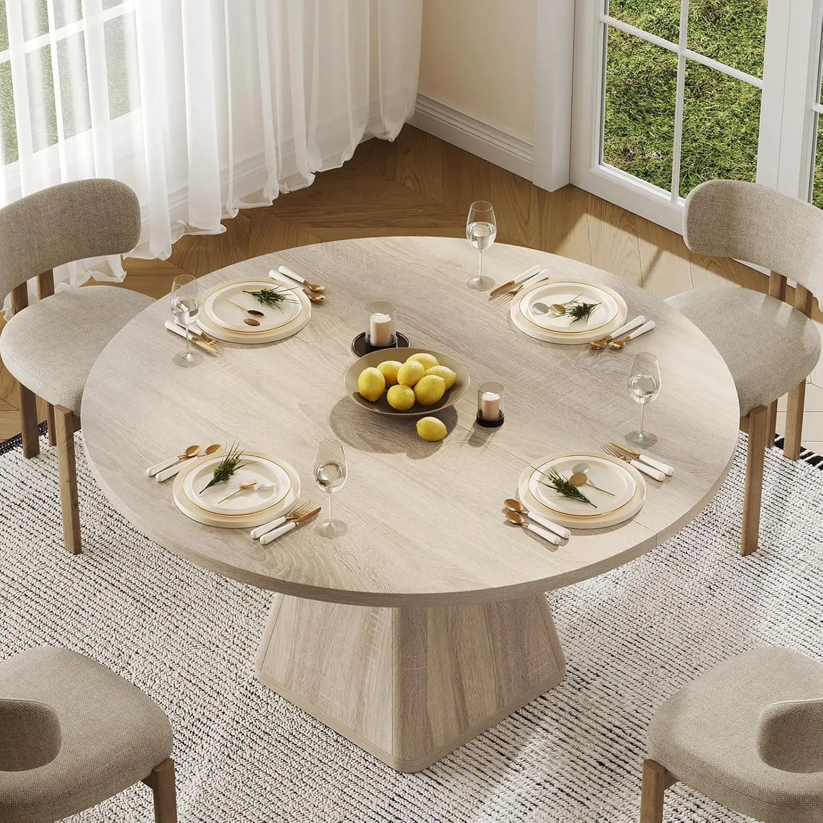 Dining Table , Circle Kitchen With Thickened Tabletop, Modern Dining Room Tables