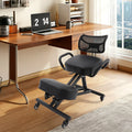 Ergonomic Kneeling Chair with Back Support, Height Adjustable Kneeling Posture Chair, Rolling Kneeling Office Chair for Home Office Study Meditation