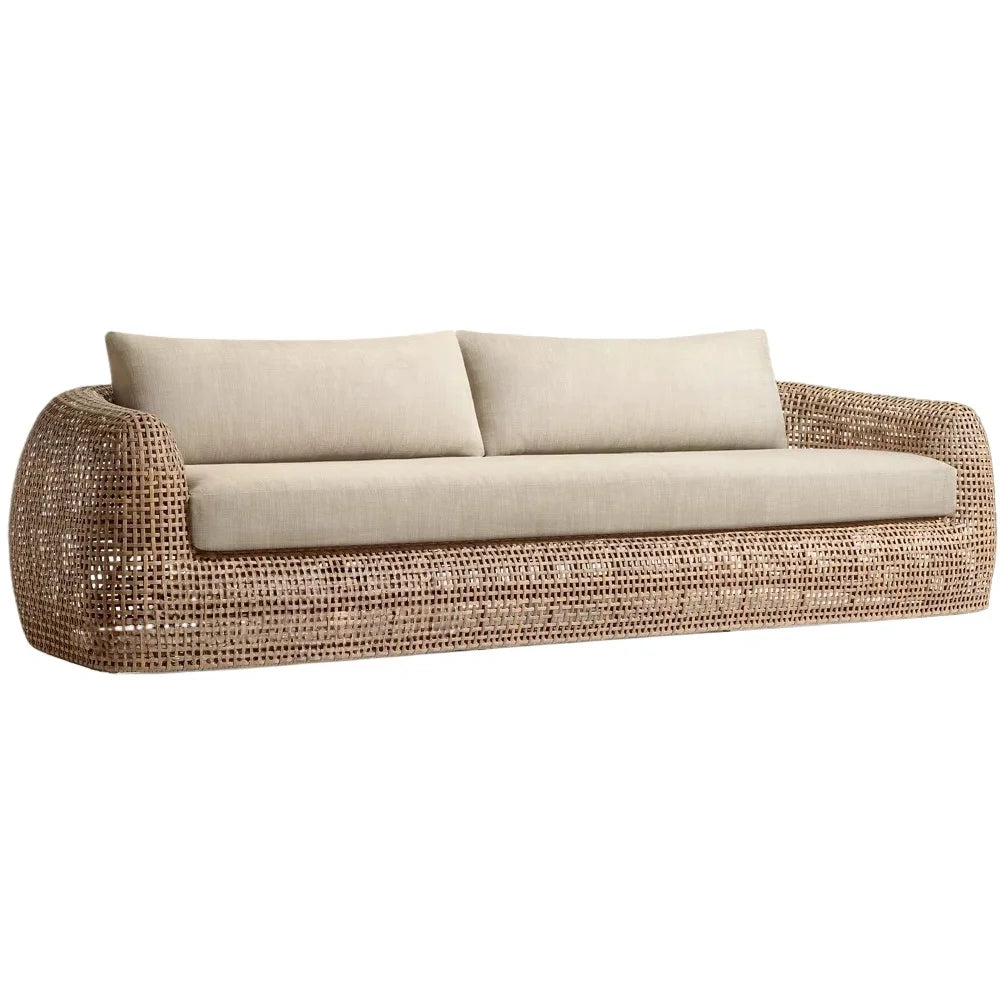 Modern Stylish PE Rattan Sofa Natural Wood Finish High-End Outdoor Patio Furniture Sets for Hotels Villas
