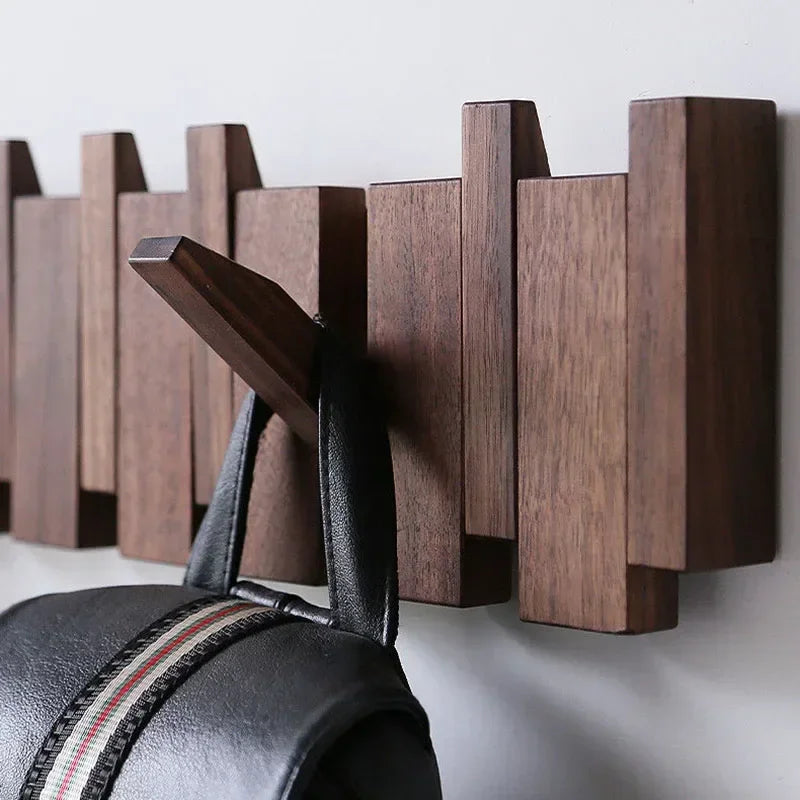 Black Walnut Coat Rack Wall Mounted Solid Wood Clothes Hooks Hallway Entrance Door Hanger Home Decor Ds Furniture Perchero