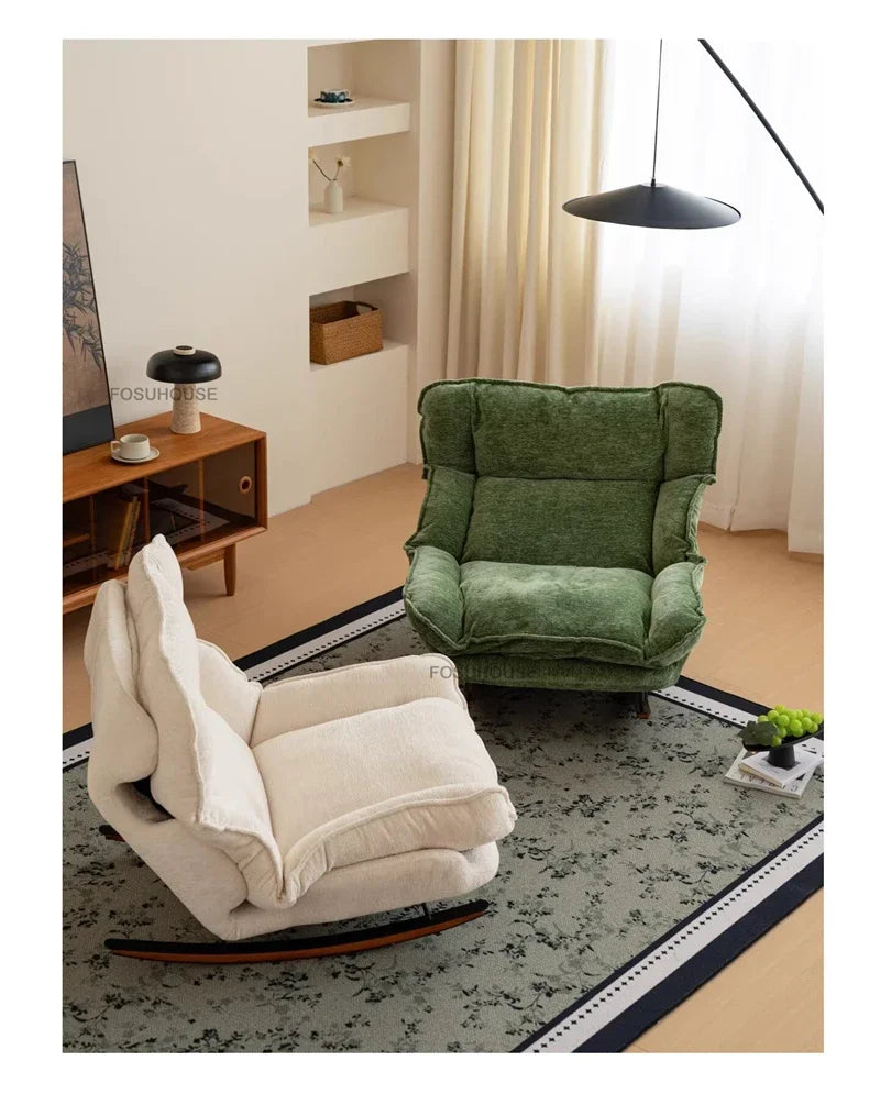 Space Saving Folding Rocking Chair Single Sofa Recliner Living Room Chair Balcony Home Leisure Nap Adjustable Cozy Lounge Chair