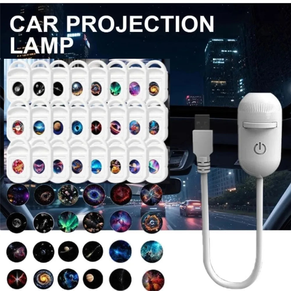 Car USB Starry Sky Night Light HD Smart Dynamic Holographic Light Projector Galaxy Projector Films Car Bedroom Atmosphere Light
