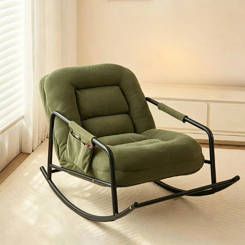 Apartment rocking chair Modern living room Single sofa chair, fabric casual home