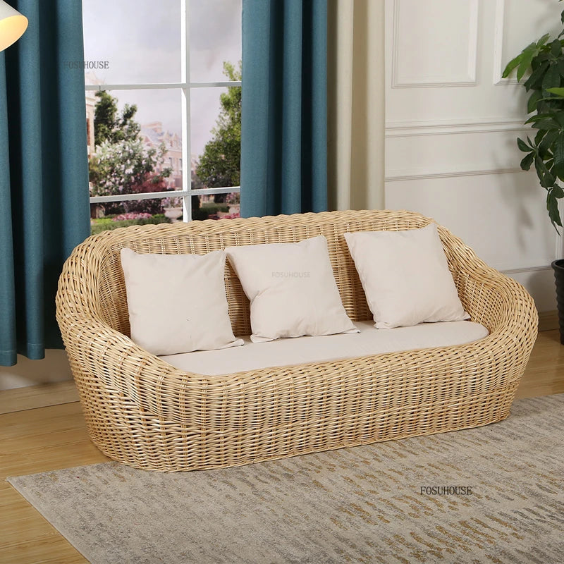 Modern Rattan Lazy Garden Sofa Chair Set Outdoor Patio Balcony Terrace Furniture Wicker Tatami Leisure Coffee Table Indoor