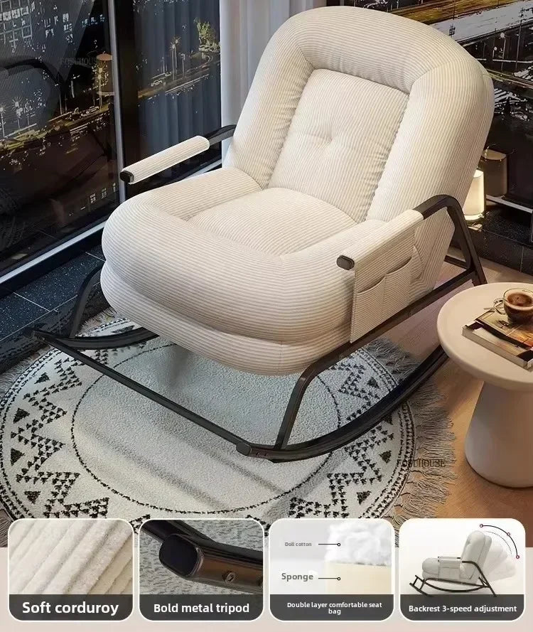 Modern Corduroy Living Room Chair Multifunctional Lazy Chair with Backrest for Balcony Home Leisure Creative Design