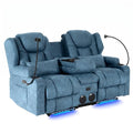 Power Recliner Loveseat for Living Room, Loveseat Sofa with Center Console, USB Type-C Port, PU Leather Chair with, Custom
