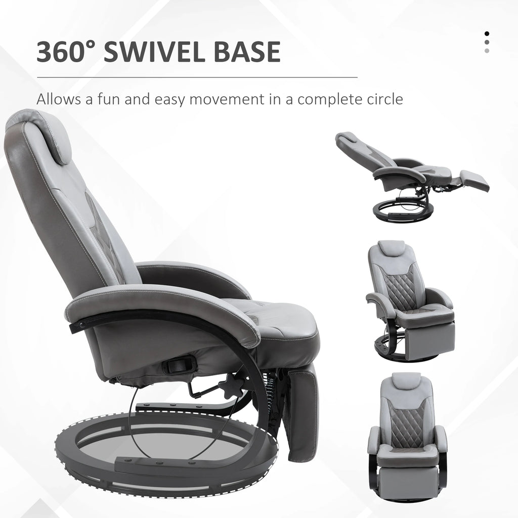 HOMCOM Manual Recliner, Swivel RV Recliner Chair with Footrest, Gray