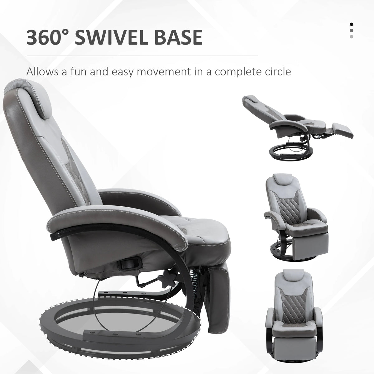 HOMCOM Manual Recliner, Swivel RV Recliner Chair with Footrest, Gray
