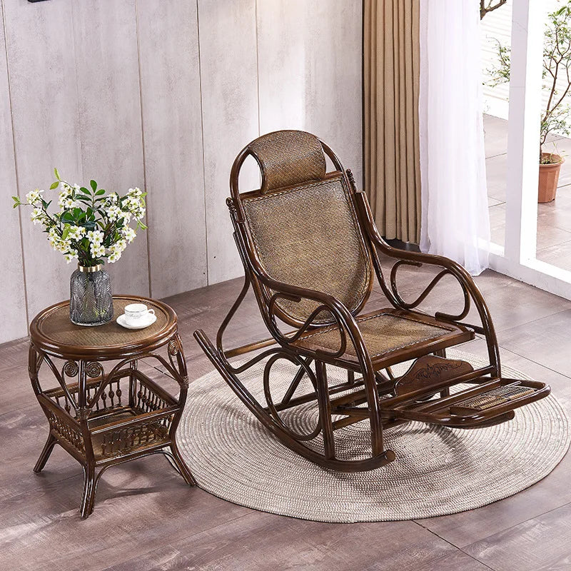 Rattan Chair Elderly Balcony Outdoor Rocking Reclining Adult Home Living Room Leisure Nap Patio Escape