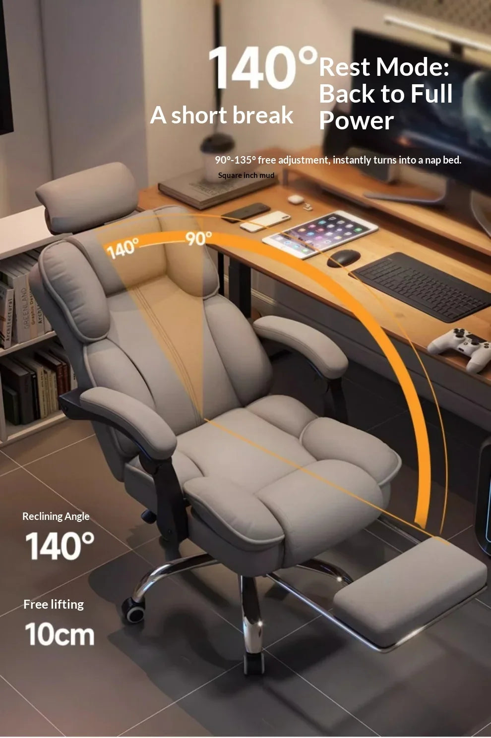 Ergonomic Office Chair Gaming Computer Desk Chair Adjustable Lumbar Swivel Headrest Breathable Mesh High Back Home Cadeira