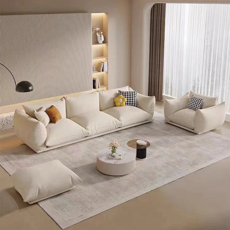 Modern Design Home Furniture Bread Shape White Teddy Boucle 3 Seat Sofa Set Sectional Couch Velvet Fabric Living Room Sofa