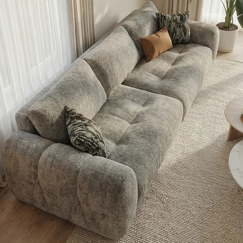LTT French Cream Blizzard Neil Velvet Cloud Sofa Living Room Fabric Straight Row Sofa