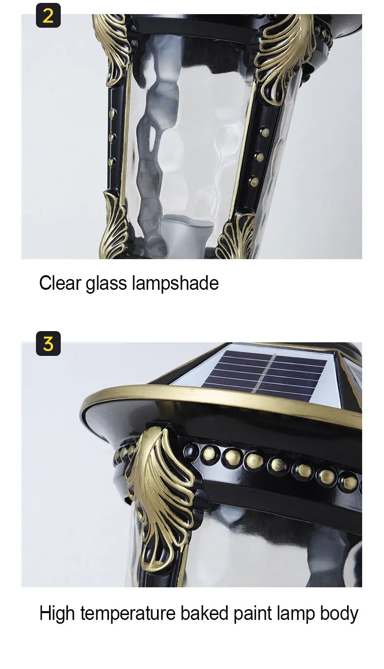 Solar Outdoor Door Post Lights LED Wall Lamps Energy Saving Fence Post Lighting for Courtyard Entrance Garden Lighting