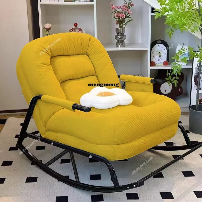 Modern Rocking Chair with Footrest Soft Lounge Chairs for Living Room Bedroom Adjustable Comfort Home Office Relaxing Armchair