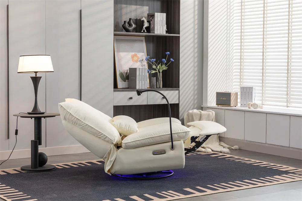 Smart Power Recliner Rocking Chair With LED Strap Swivel Glider Gaming Recliner Gaming Couch Sofa Chair Supplier For Office