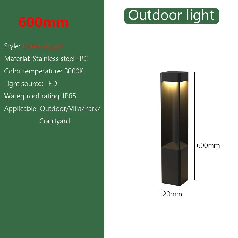 LED Lawn Lights Modern Waterproof Outdoor Garden Lamp Stainless steel Landscape Lighting for Yard Pathway Patio Villa Park Decor