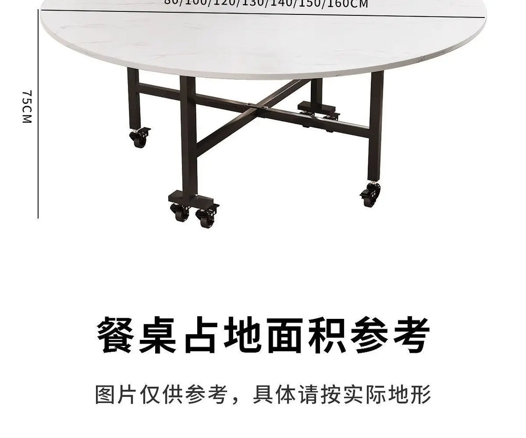 Folding telescopic dining table, living room folding large roundtable, multi-functional 20-person household diningtable, foldi