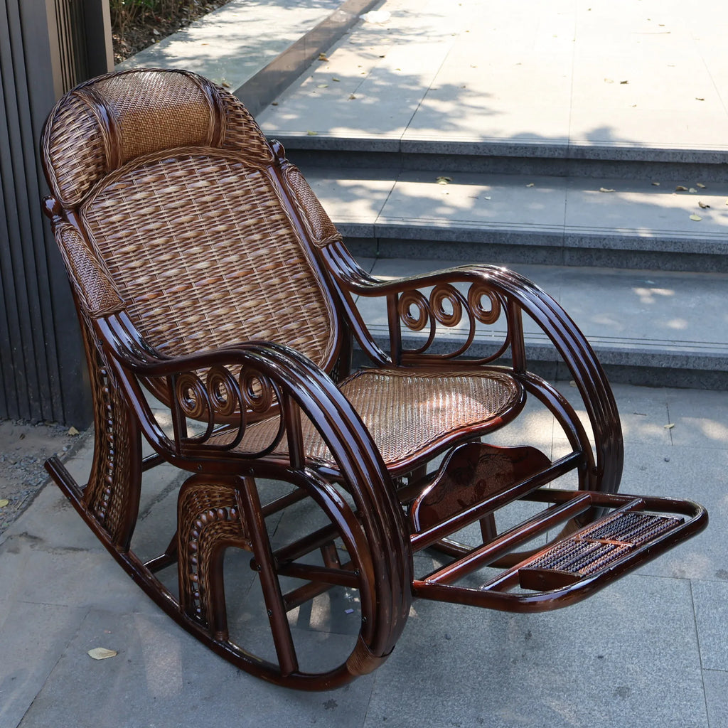 New Chinese rattan chair happy chair factory courtyard elderly rattan sofa